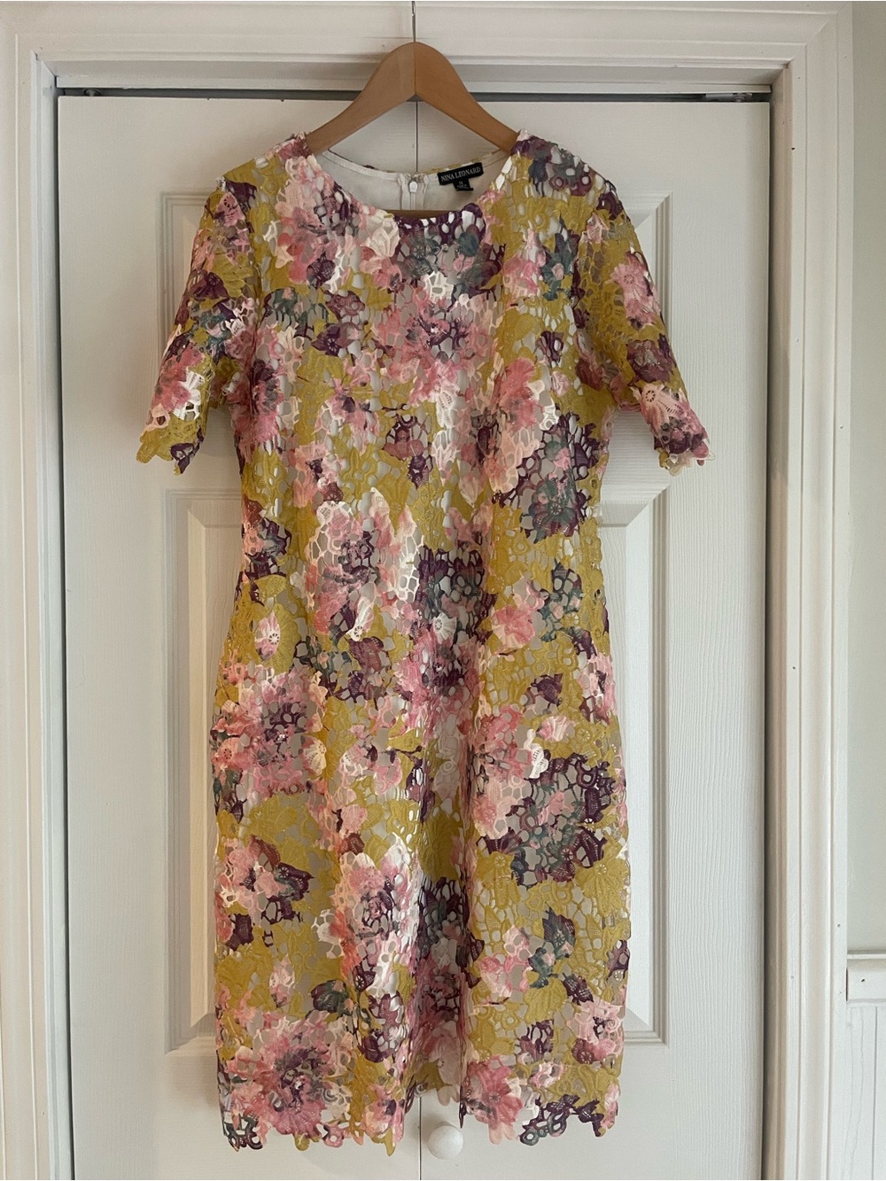 Floral Lace Mini Dress in Yellow & Pink